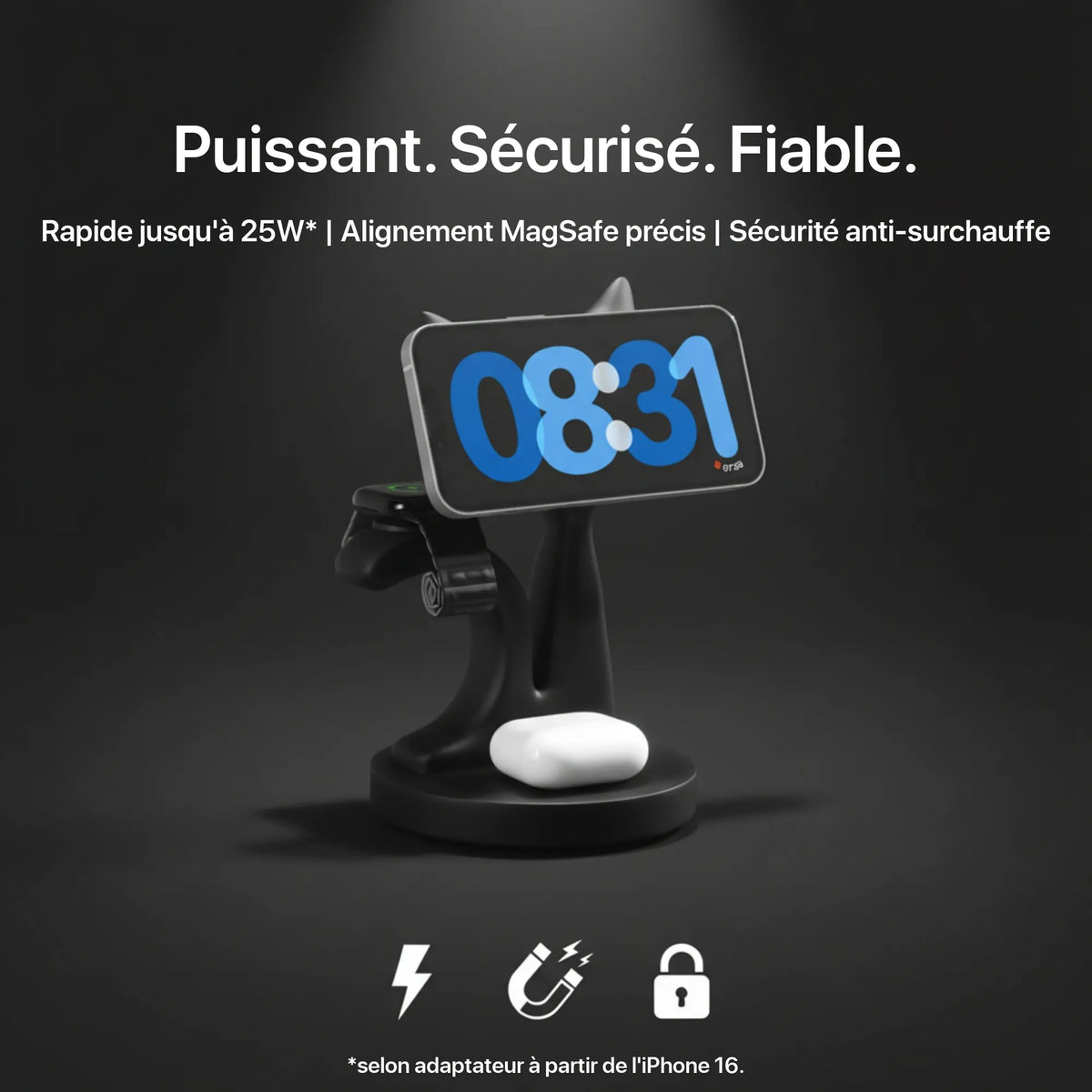 Chargeur Sans Fil Chaton - Station Charge Rapide 30W