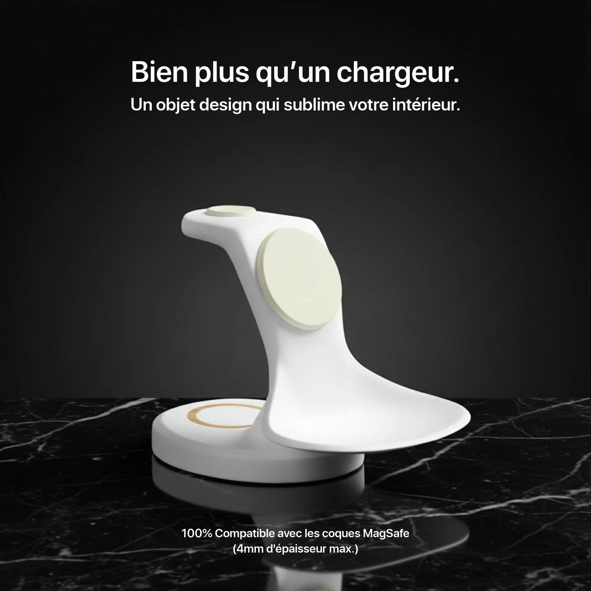 Craft Kittiesfr 3-in-1 charger in sleek black design, ideal for office setups and tech organization.