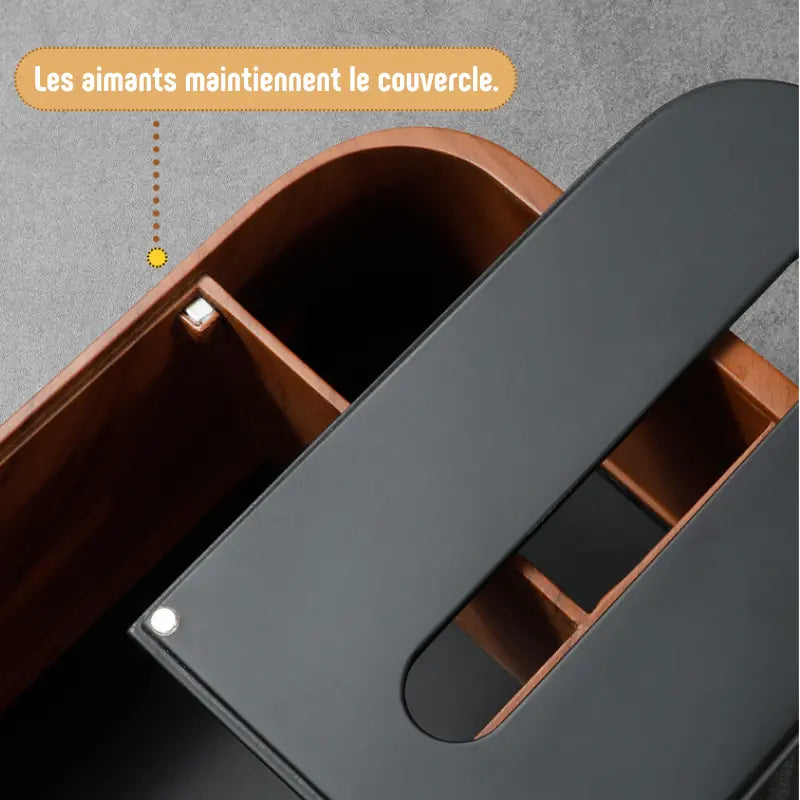 Boîte à Mouchoirs Bois Premium avec Compartiments - 24cm