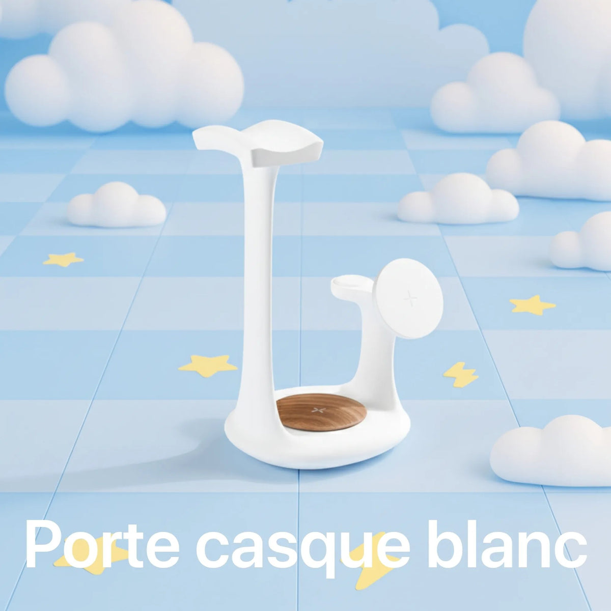 Chargeur 3-En-1 — Porte Casque Blanc