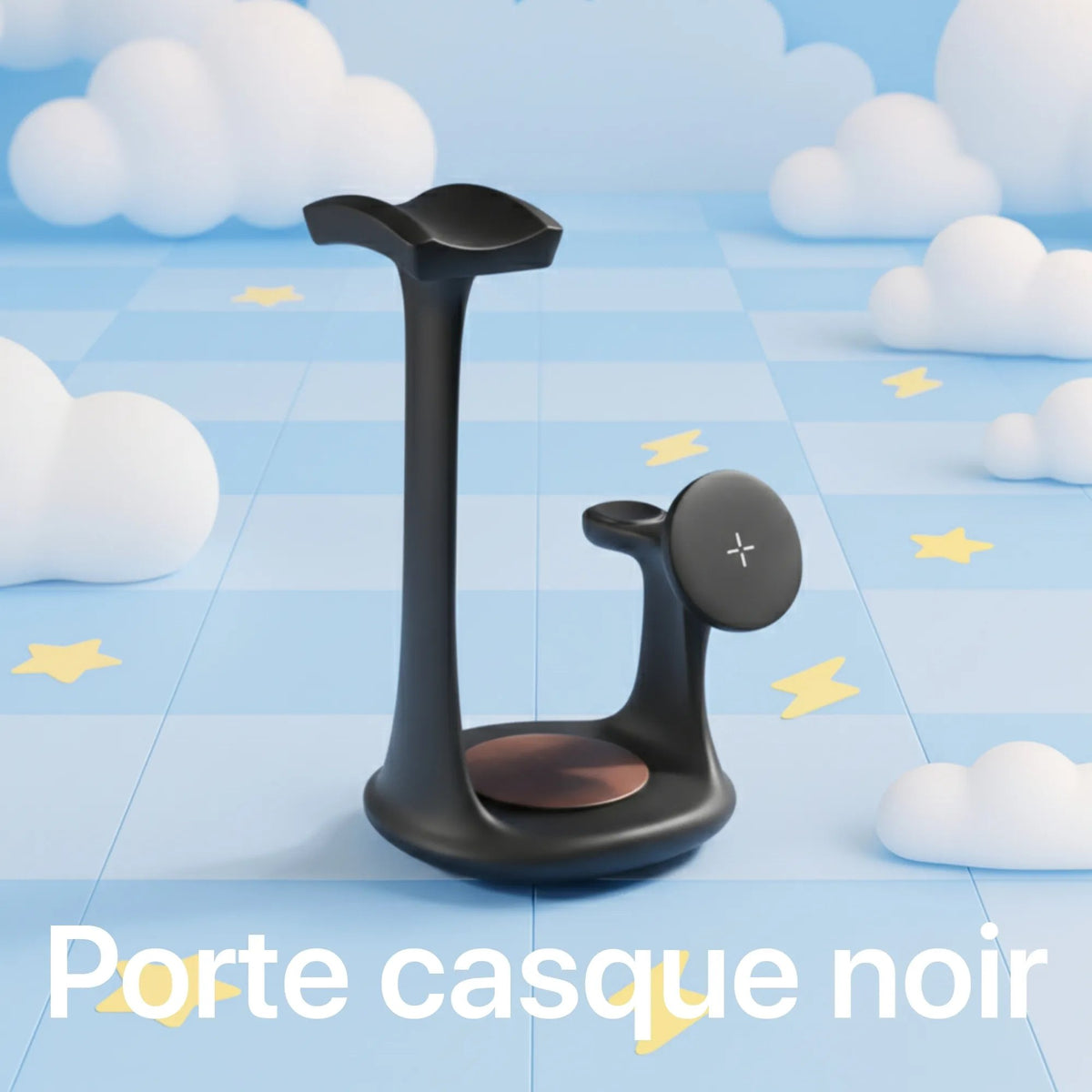Chargeur 3-En-1 — Porte Casque Noir