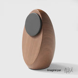 Natural wooden decorative shell in black and white from Craft Kittiesfr, ideal for coastal-themed decor