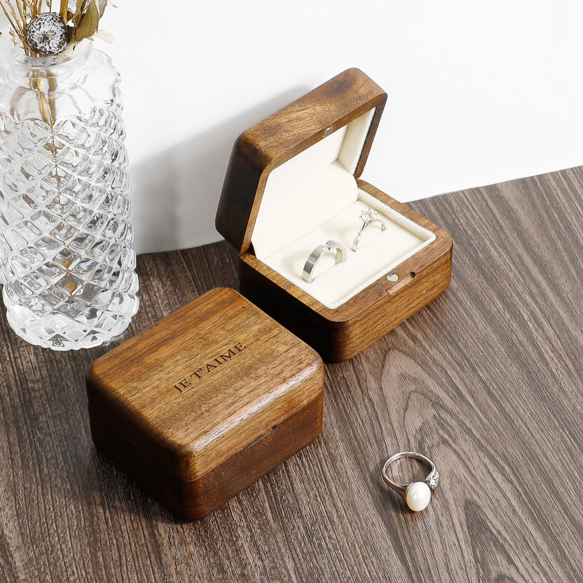 Boîte à Bagues Gravure Personnalisée - Coffret Bijoux Artisanal
