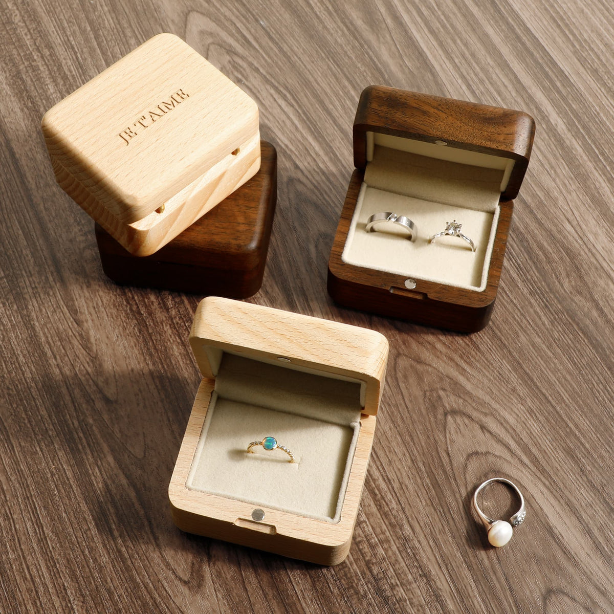 Boîte à Bagues Personnalisée Gravure - Coffret Artisanal