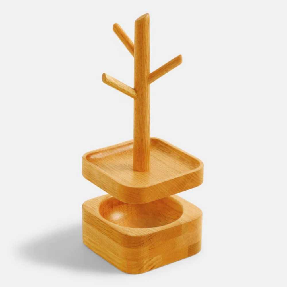 Arbre à Bijoux Chêne Rouge Personnalisable avec Compartiment