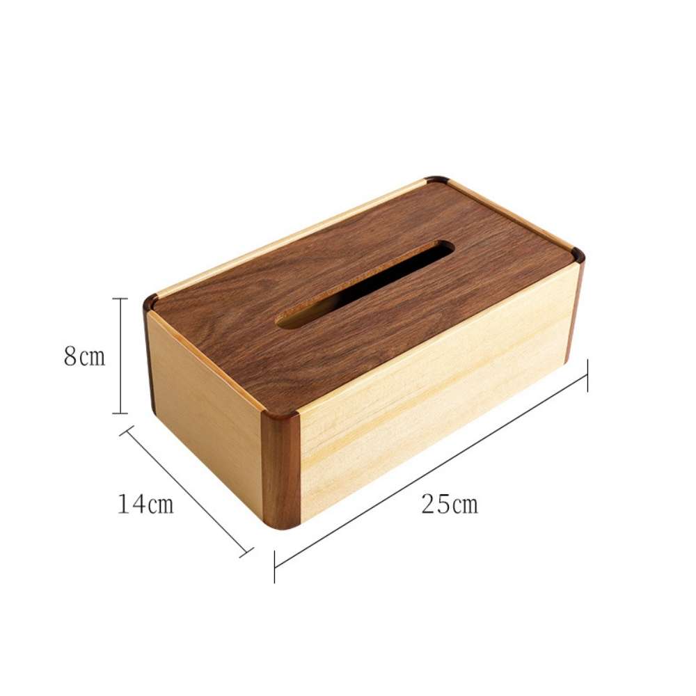 Boîte à Mouchoirs Bois Bicolore Chêne Noyer - Personnalisable
