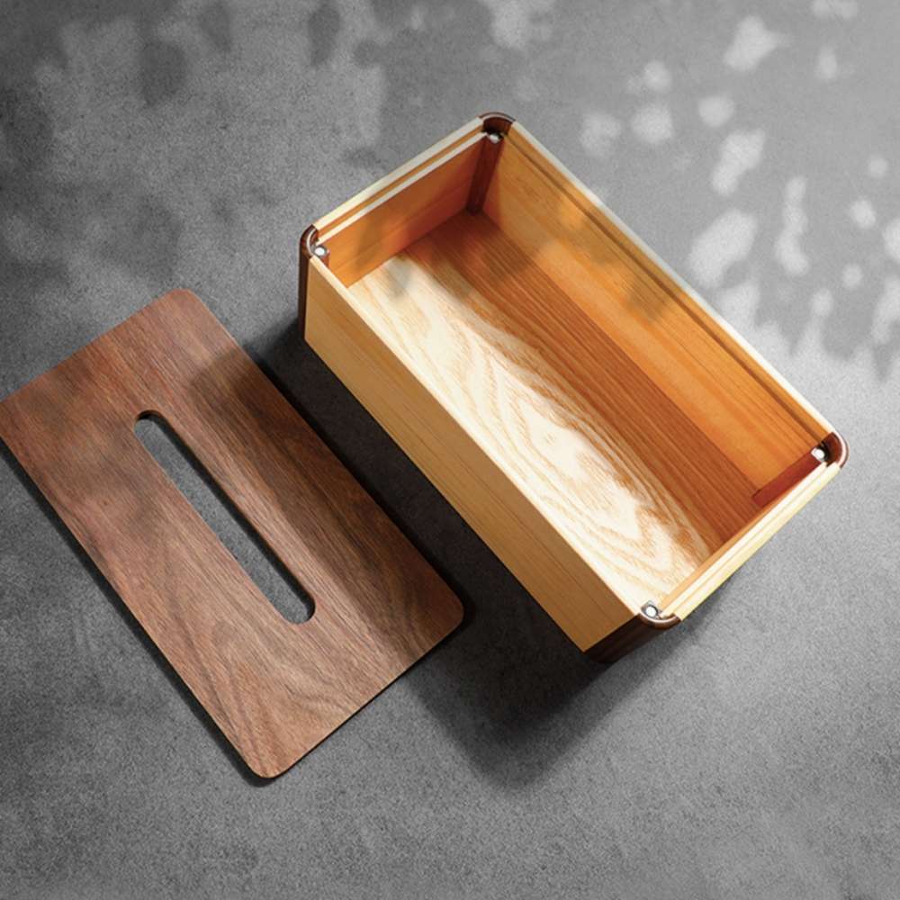 Boîte à Mouchoirs Bois Bicolore Chêne Noyer - Personnalisable