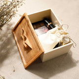 Boîte à mouchoirs en bois massif de noyer avec couvercle Chêne rouge, style élégant et naturel.