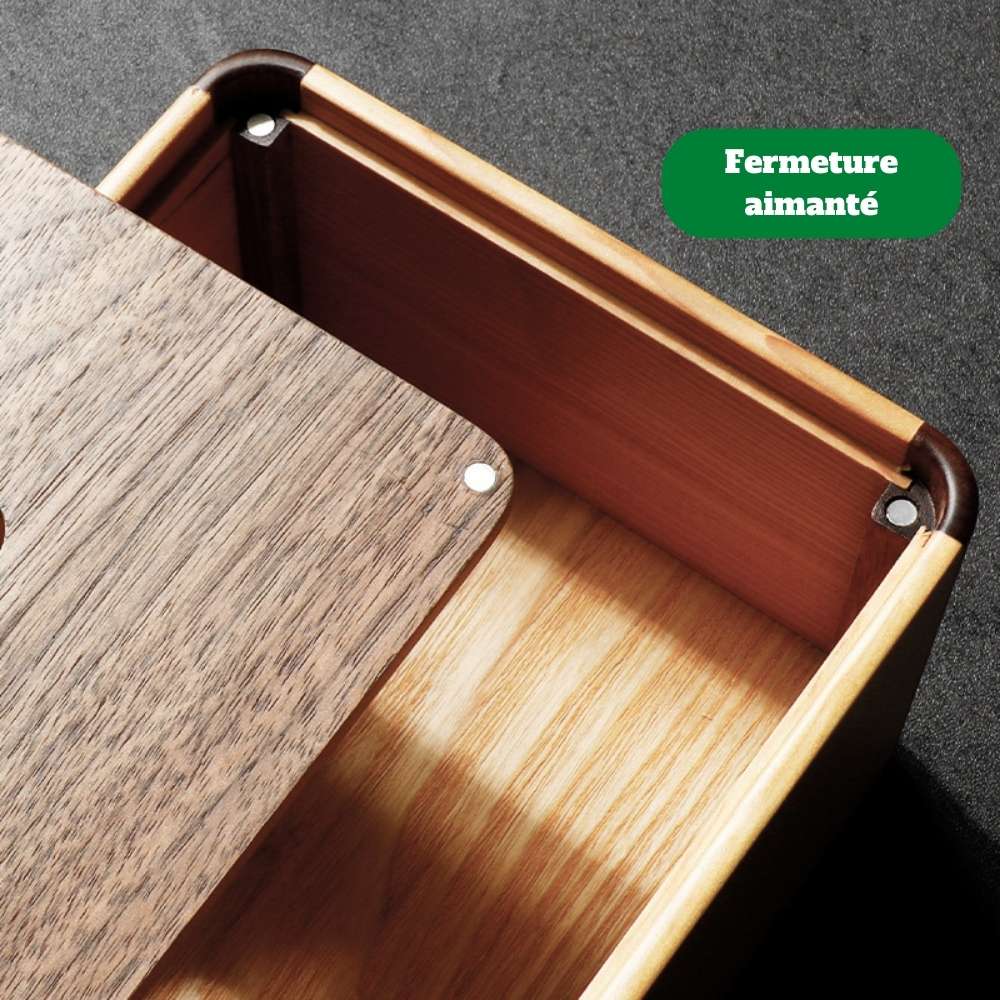 Boîte à Mouchoirs Bois Bicolore Chêne Noyer - Personnalisable