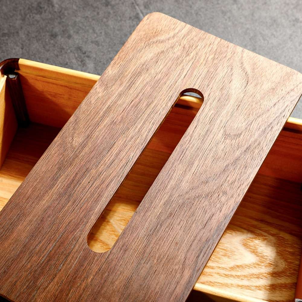 Boîte à Mouchoirs Bois Bicolore Chêne Noyer - Personnalisable
