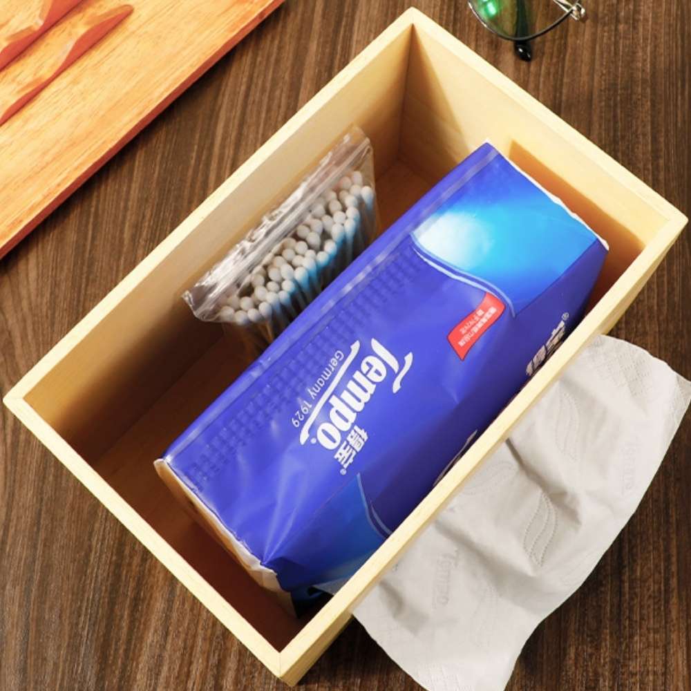 Boîte à Mouchoirs Bois Massif Personnalisable - Chêne et Noyer